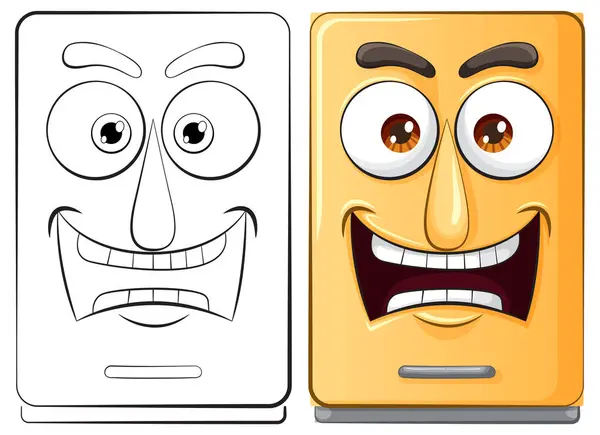 Due Volti Dei Cartoni Animati Che Mostrano Espressioni Diverse — Vettoriale Stock