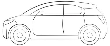 Modern bir hatchback arabanın taslağı.