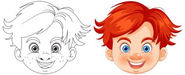 Renkli ve çizgi sanatçısı çocuk yan yana.