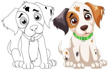 İki aşamalı bir köpek yavrusunun vektör çizimi