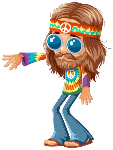 Cartoon Hippie Peace Sign Sunglasses — Stock Vector
