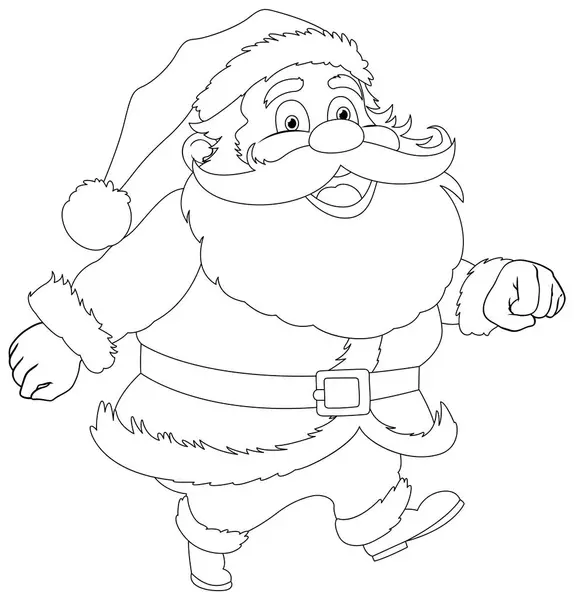 Desenho Preto Branco Papai Noel Sorrindo — Vetor de Stock