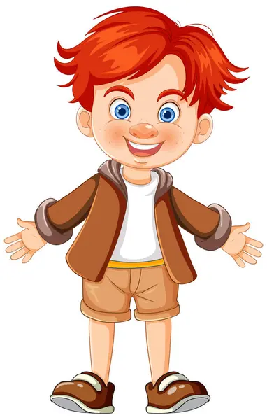 Cheerful Young Boy Open Arms Smiling — Stock Vector