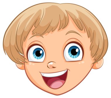 Mutlu bir gencin yüzünün vektör çizimi.