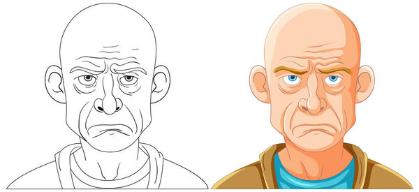 Две иллюстрации человека с проблемным выражением лица.