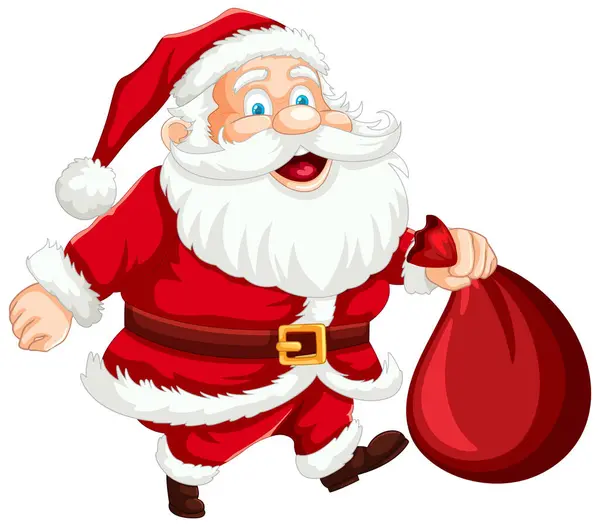 Der Weihnachtsmann Trägt Einen Sack Voller Geschenke — Stockvektor