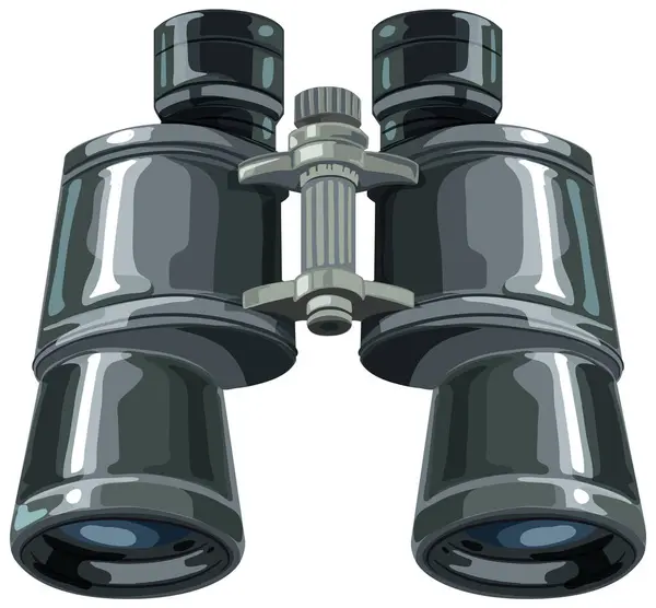 Detailed Vector Modern Black Binoculars — Stock Vector