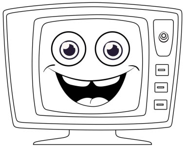 Dost canlısı bir yüzle gülümseyen animasyon TV