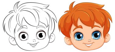 Mutlu, gülümseyen bir çocuğun vektör çizimi