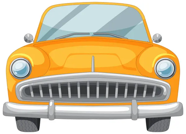 Vector Illustration Vintage Orange Car Front — Stock Vector