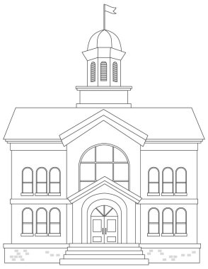 Kubbesi olan geleneksel bir hükümet binasının çizgi sanatı