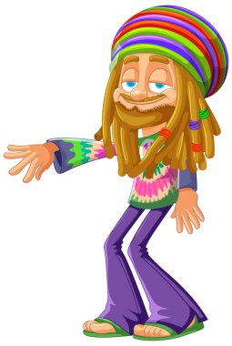 Gülümseyen bir Rastafaryan 'ın renkli vektörü.