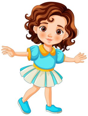 Neşeli dansçı bir kızın vektör grafiği