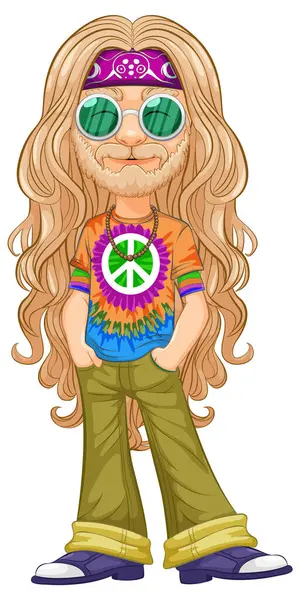 Colorful Retro Hippie Peace Symbol Shirt — Stock Vector
