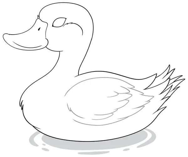 Dibujo Vectorial Simple Pato Flotando Tranquilamente — Vector de stock