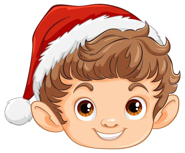 Kreskówkowy Elf Świątecznym Kapeluszem Uśmiechnięty Grafika Wektorowa