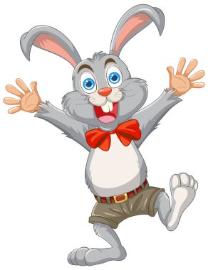 Mutlu tavşan karakteri geniş bir gülümsemeyle kutluyor..