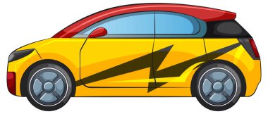 Modern elektrikli bir arabanın renkli vektör çizimi