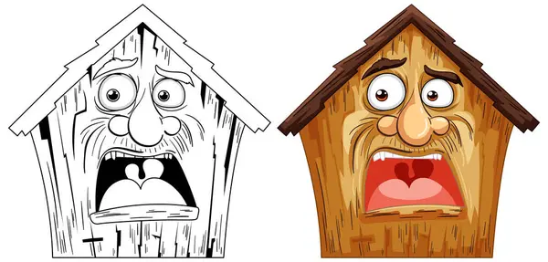 Two Houses Human Facial Expressions — Stock Vector