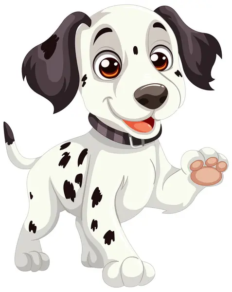 Cartoon Dalmatian Puppy Smiling Paw — Stock Vector