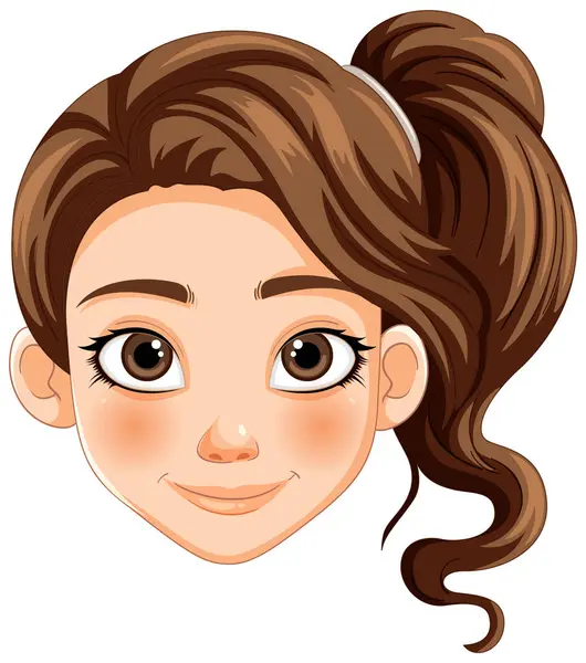 Illustration Cheerful Young Girl Face — Stock Vector