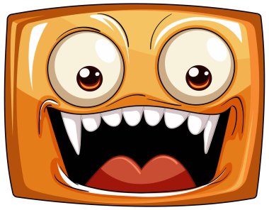 Kocaman bir gülüşü olan canlı bir çizgi film meydanı.