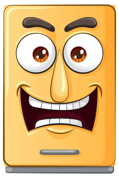 大きなフレンドリーな笑顔でアニメーションされた携帯電話 — ストックベクタ