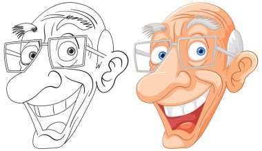 Farklı duygular gösteren iki karikatür yüz.