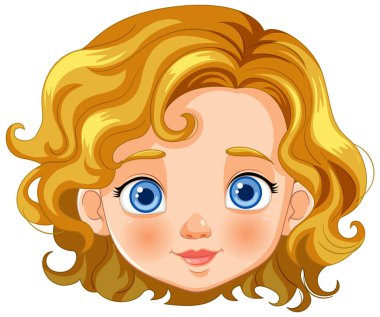 Genç bir kızın yüzünün renkli vektör çizimi