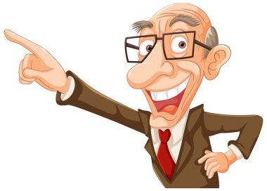 Animasyon profesörü karakteri coşkuyla hareket ediyor.