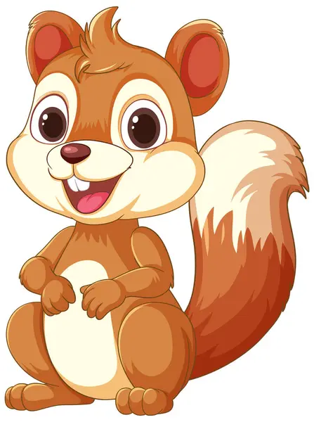 Cute Smiling Squirrel Playful Pose — Stock Vector