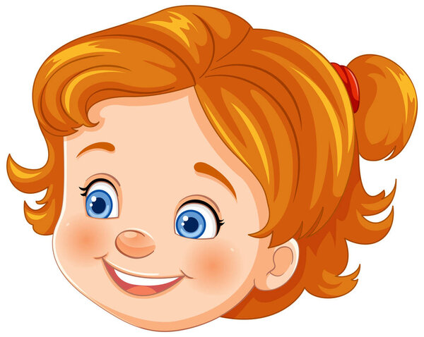 Vector illustration of a smiling young girl's face.