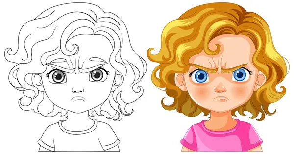 Vector Illustration Child Showing Anger — Stock Vector