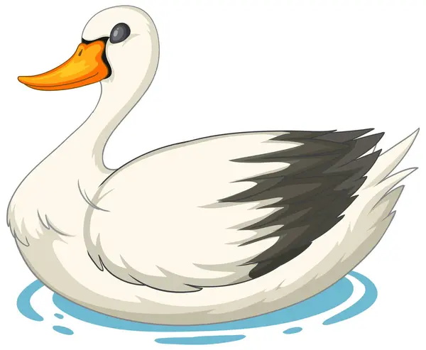 Vector Ilustración Cisne Blanco Flotando — Archivo Imágenes Vectoriales