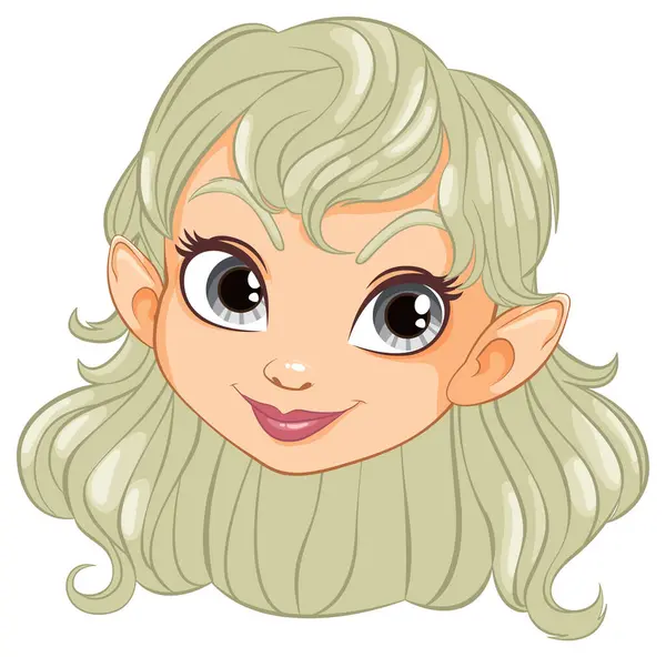Charming Elf Girl Green Hair Ears — Stock Vector