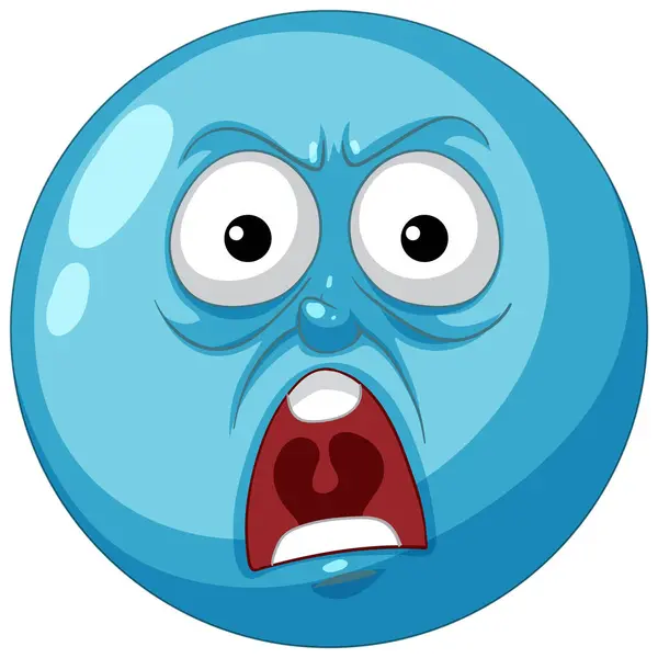 Cartoon Blue Emoji Shocked Face — Stock Vector