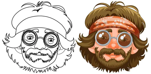 Zwei Schrullige Männliche Charaktere Mit Markanter Kopfbedeckung Vektorgrafiken