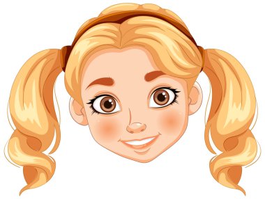 Neşeli genç bir kızın vektör çizimi