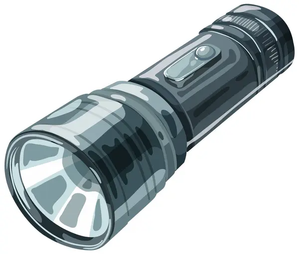 Vector Graphic Portable Handheld Flashlight — Stock Vector