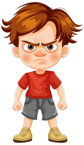 Illustration Young Boy Looking Upset Angry — Stock Vector