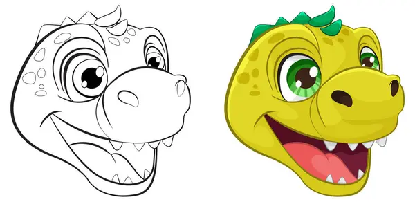 Cabeça Dinossauro Desenhos Animados Colorido Alegre — Vetor de Stock