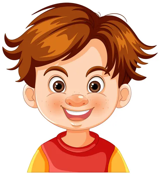 Vector Illustratie Van Een Gelukkige Jonge Jongen Glimlachen — Stockvector