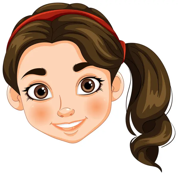Vector Graphic Cheerful Young Girl Face — Stock Vector