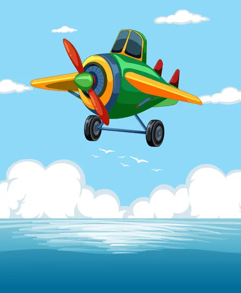 Parlak Renkli Uçaklar Bulutların Üzerinde Uçuyor Telifsiz Stok Vektörler