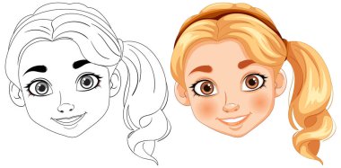 Renkli resimlerin yanında siyah beyaz çizim