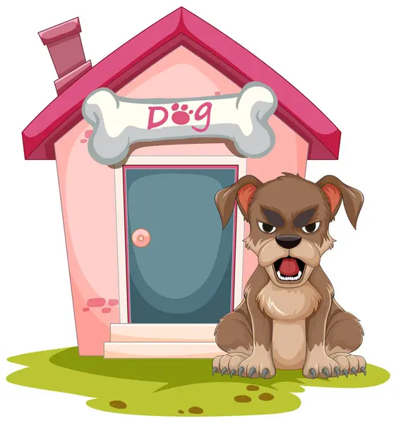 Иллюстрация Яростной Собаки Защищающей Свой Дом Стоковая Иллюстрация
