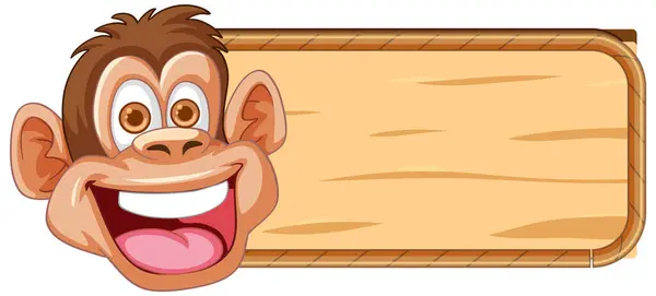 Vektorová Ilustrace Šťastné Opice Znaménkem Stock Ilustrace