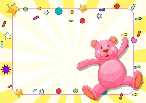 Kleurrijke Illustratie Van Een Vrolijke Roze Teddybeer Stockillustratie