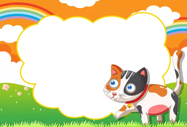 Cartoon Cat Speech Bubble Lively Scene Royaltyfria illustrationer