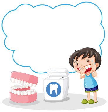 Küçük çocuk diş ve diş bakımını öğreniyor..